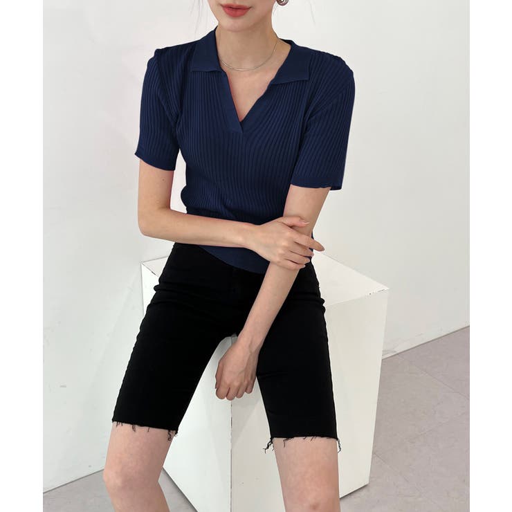 Vネックカラーリブニット | by muni:r | 詳細画像37 