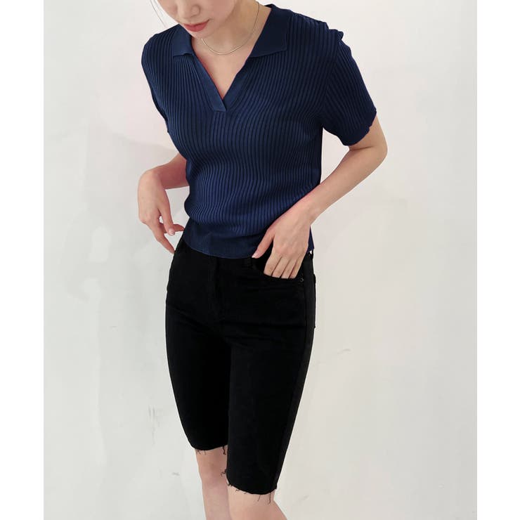 Vネックカラーリブニット | by muni:r | 詳細画像38 