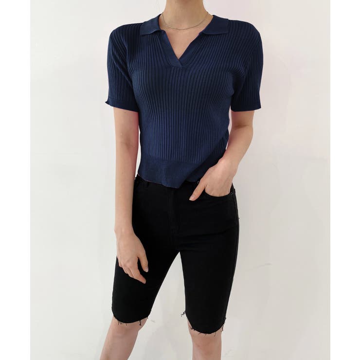 Vネックカラーリブニット | by muni:r | 詳細画像39 