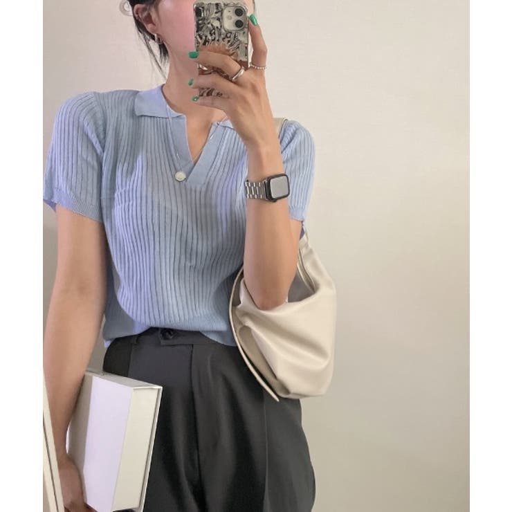 Vネックカラーリブニット | by muni:r | 詳細画像41 