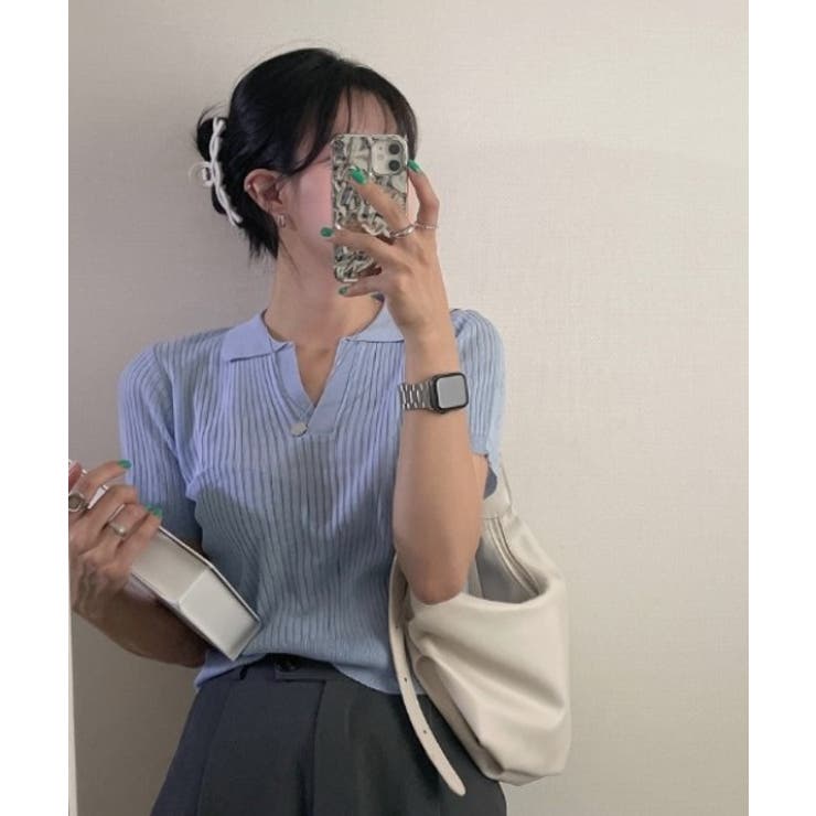 Vネックカラーリブニット | by muni:r | 詳細画像42 