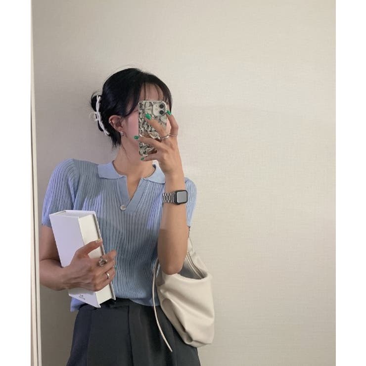 Vネックカラーリブニット | by muni:r | 詳細画像43 