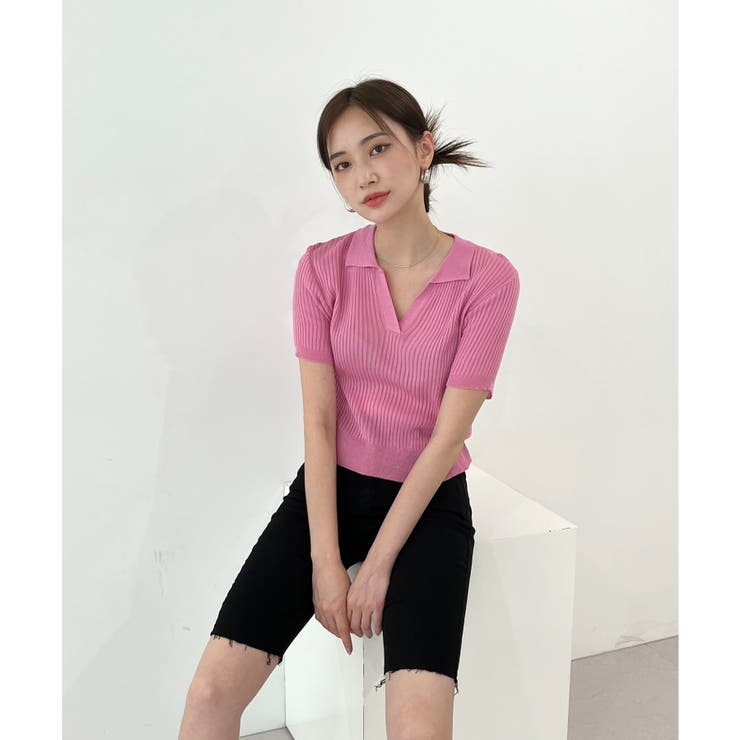 Vネックカラーリブニット | by muni:r | 詳細画像45 