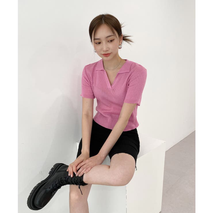 Vネックカラーリブニット | by muni:r | 詳細画像46 