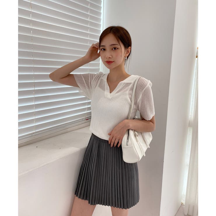 Vネックカラーリブニット | by muni:r | 詳細画像60 