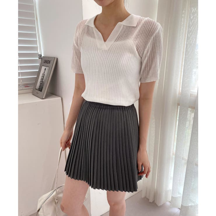 Vネックカラーリブニット | by muni:r | 詳細画像8 