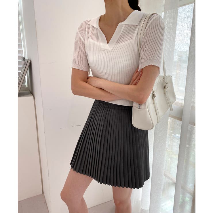 Vネックカラーリブニット | by muni:r | 詳細画像9 