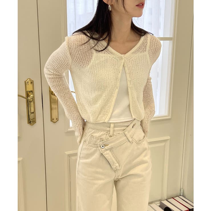 シースルーカラークロップドガーディガン[品番:FROW0000068 シースルーカラークロップドガーディガン[品番:FROW0000068
