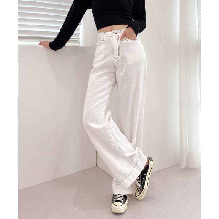 ホワイト | ステッチワイドパンツ | by muni:r