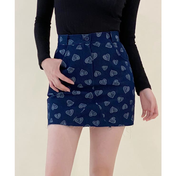 ブルー | ラブリーハートデニムスカート | by muni:r