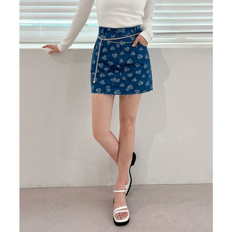 ライトブルー | ラブリーハートデニムスカート | by muni:r