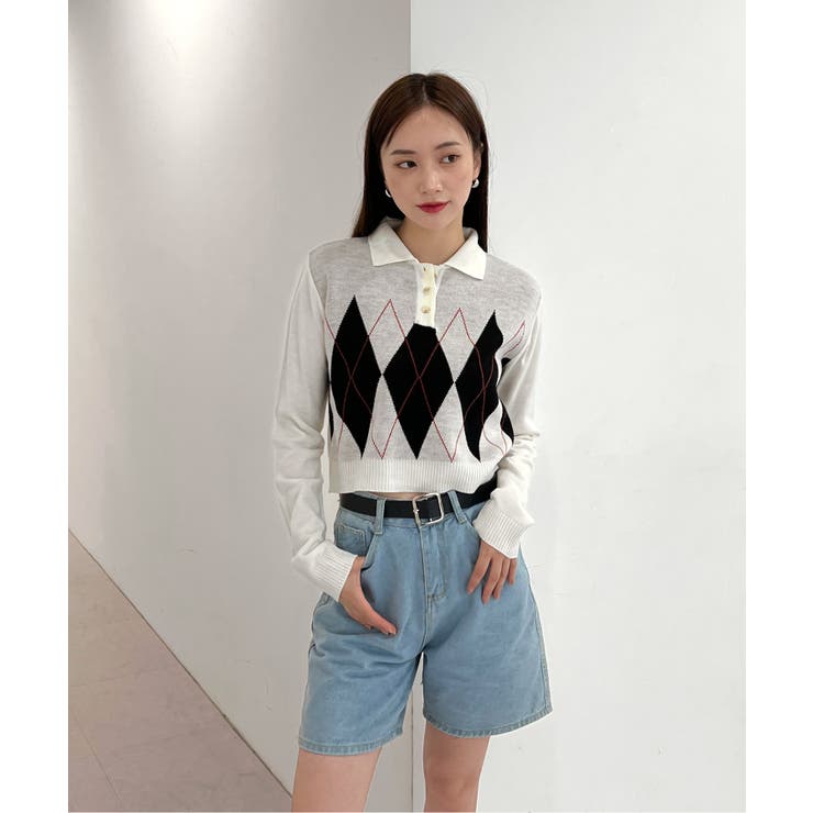 アーガイルチェッククロップニット | by muni:r | 詳細画像15 