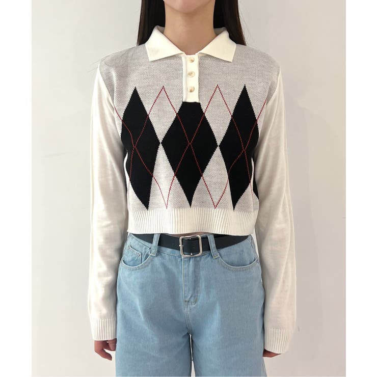 アーガイルチェッククロップニット | by muni:r | 詳細画像16 