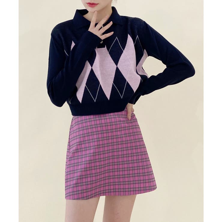 アーガイルチェッククロップニット | by muni:r | 詳細画像29 