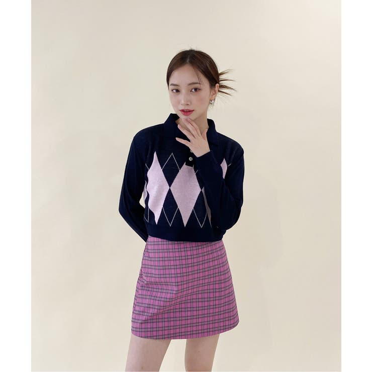 アーガイルチェッククロップニット | by muni:r | 詳細画像31 