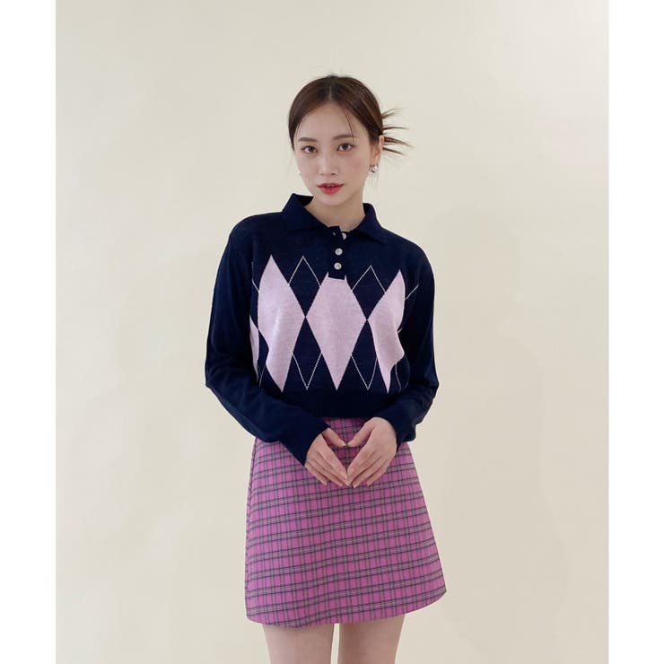 アーガイルチェッククロップニット | by muni:r | 詳細画像32 