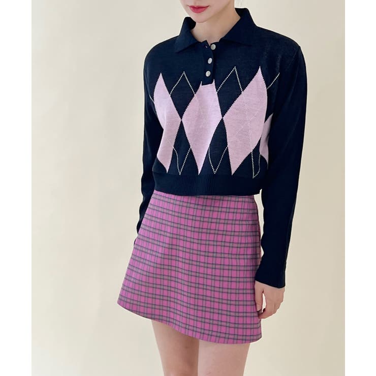 アーガイルチェッククロップニット | by muni:r | 詳細画像33 