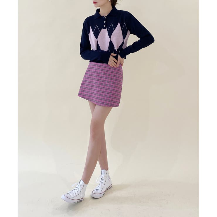 アーガイルチェッククロップニット | by muni:r | 詳細画像34 