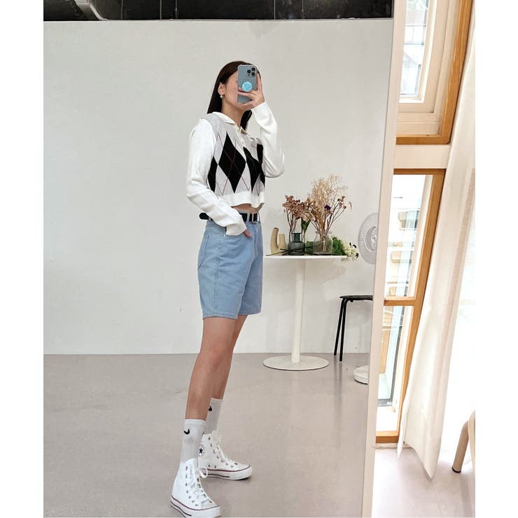 アーガイルチェッククロップニット | by muni:r | 詳細画像4 