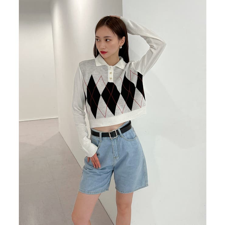 アーガイルチェッククロップニット | by muni:r | 詳細画像6 