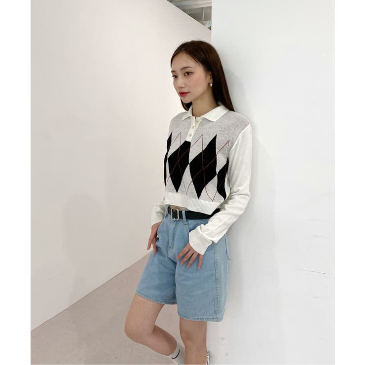 アーガイルチェッククロップニット | by muni:r | 詳細画像7 