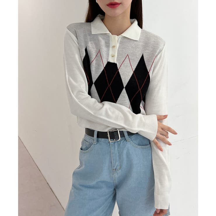 アーガイルチェッククロップニット | by muni:r | 詳細画像8 