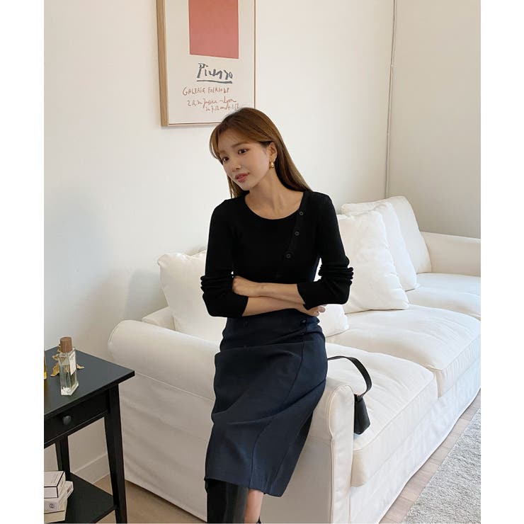 アンバランス斜線ニットカーディガン | by muni:r | 詳細画像1 