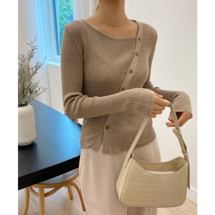 アンバランス斜線ニットカーディガン | by muni:r | 詳細画像15 