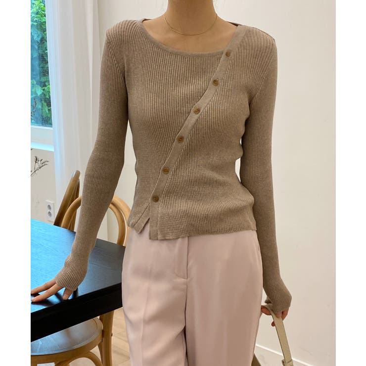 アンバランス斜線ニットカーディガン | by muni:r | 詳細画像17 