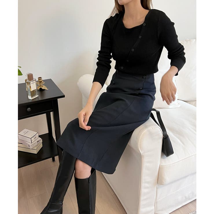 アンバランス斜線ニットカーディガン | by muni:r | 詳細画像2 