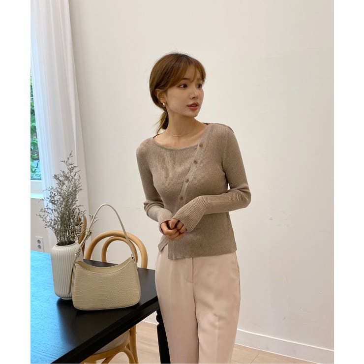 アンバランス斜線ニットカーディガン | by muni:r | 詳細画像20 