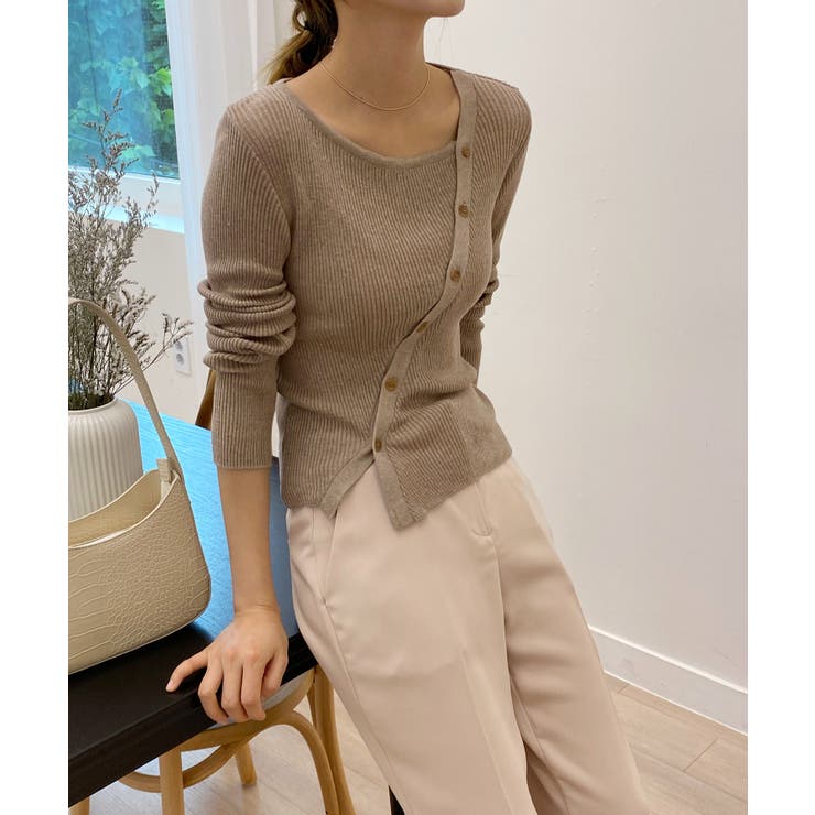 アンバランス斜線ニットカーディガン | by muni:r | 詳細画像25 