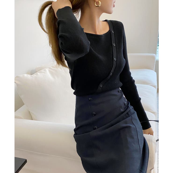 アンバランス斜線ニットカーディガン | by muni:r | 詳細画像4 