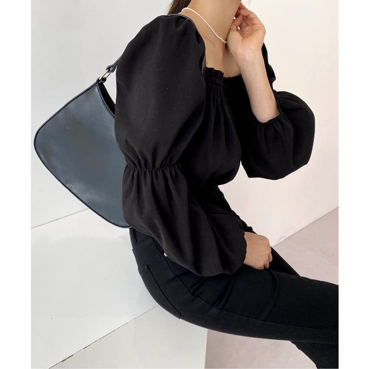 パフショルダースクエアネッククロップドブラウス | by muni:r | 詳細画像29 