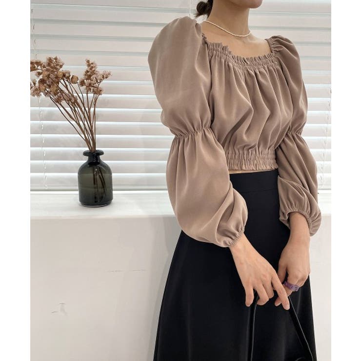 パフショルダースクエアネッククロップドブラウス | by muni:r | 詳細画像34 