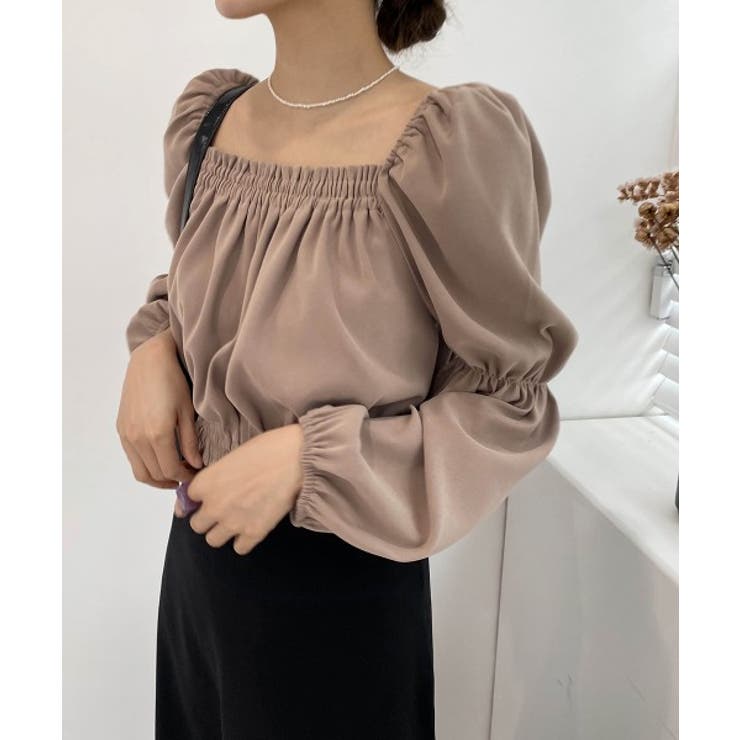 パフショルダースクエアネッククロップドブラウス | by muni:r | 詳細画像44 