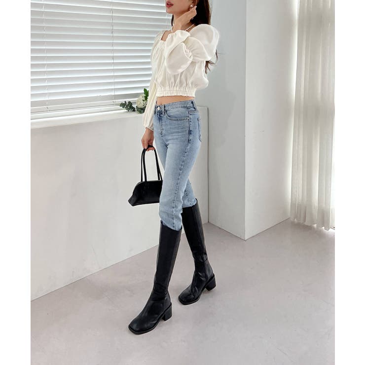 パフショルダースクエアネッククロップドブラウス | by muni:r | 詳細画像9 