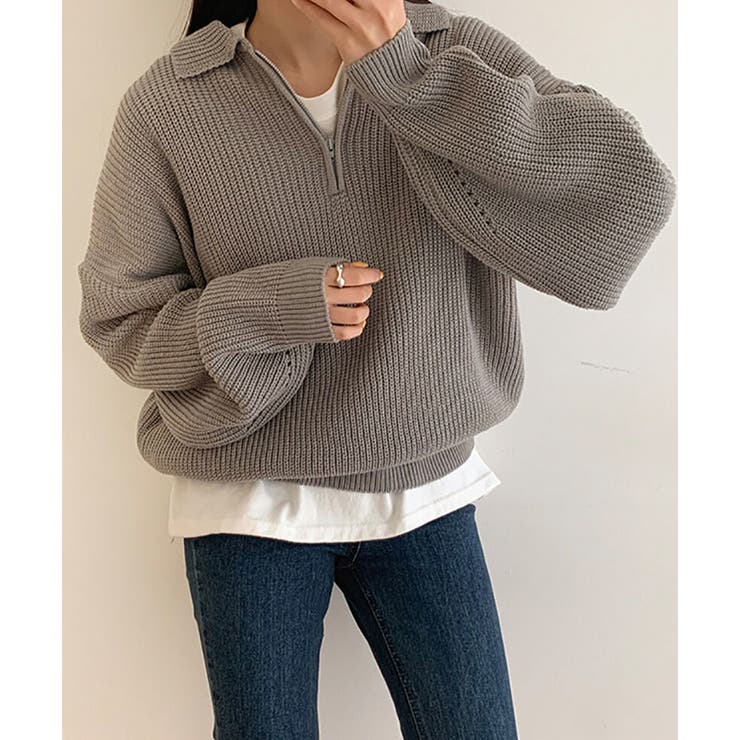 デイリールーズフィットカラーハーフジップ | by muni:r | 詳細画像14 