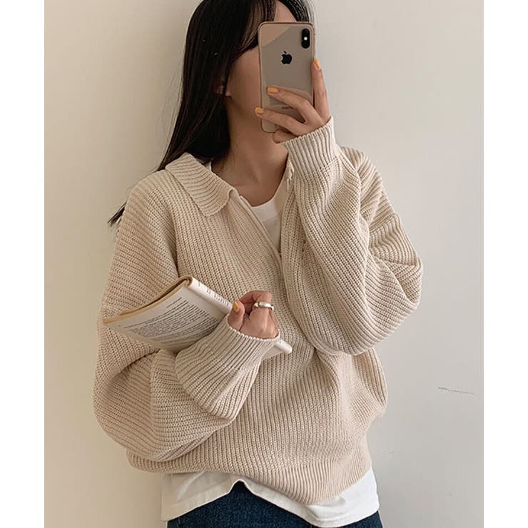 デイリールーズフィットカラーハーフジップ | by muni:r | 詳細画像2 