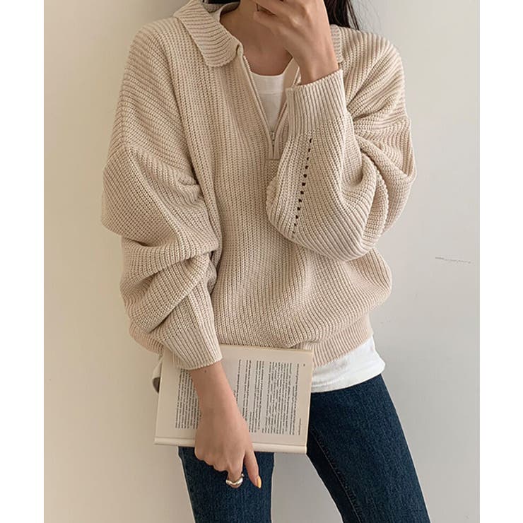 デイリールーズフィットカラーハーフジップ | by muni:r | 詳細画像3 