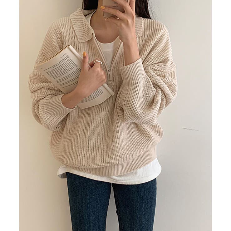 デイリールーズフィットカラーハーフジップ | by muni:r | 詳細画像4 