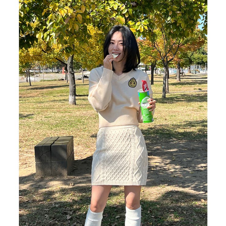 ワッペン刺繍Vネックニット | by muni:r | 詳細画像12 