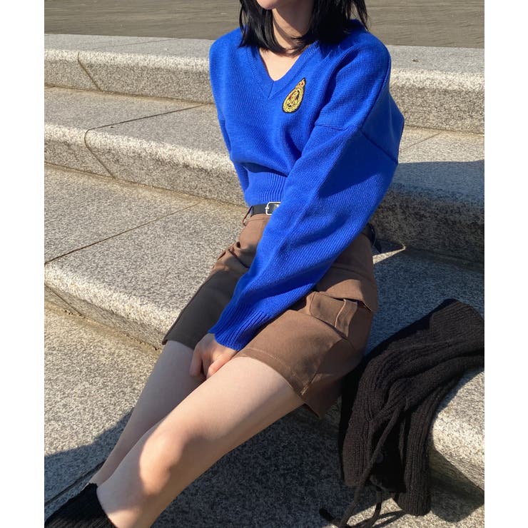 ワッペン刺繍Vネックニット | by muni:r | 詳細画像17 