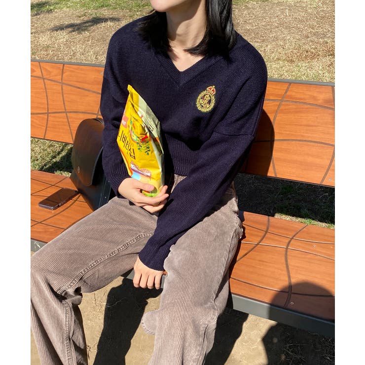 ワッペン刺繍Vネックニット | by muni:r | 詳細画像32 