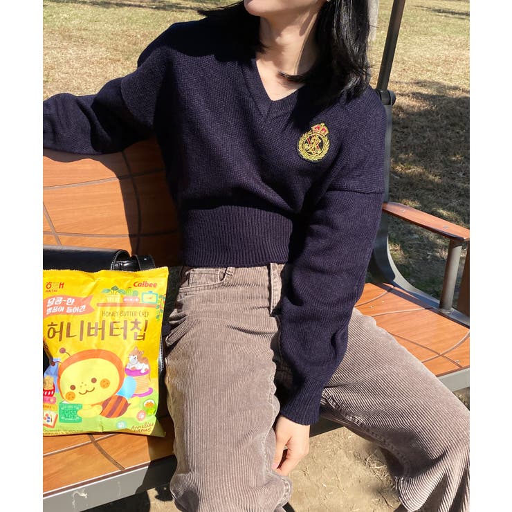 ワッペン刺繍Vネックニット | by muni:r | 詳細画像33 