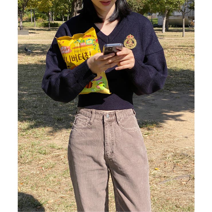 ワッペン刺繍Vネックニット | by muni:r | 詳細画像36 