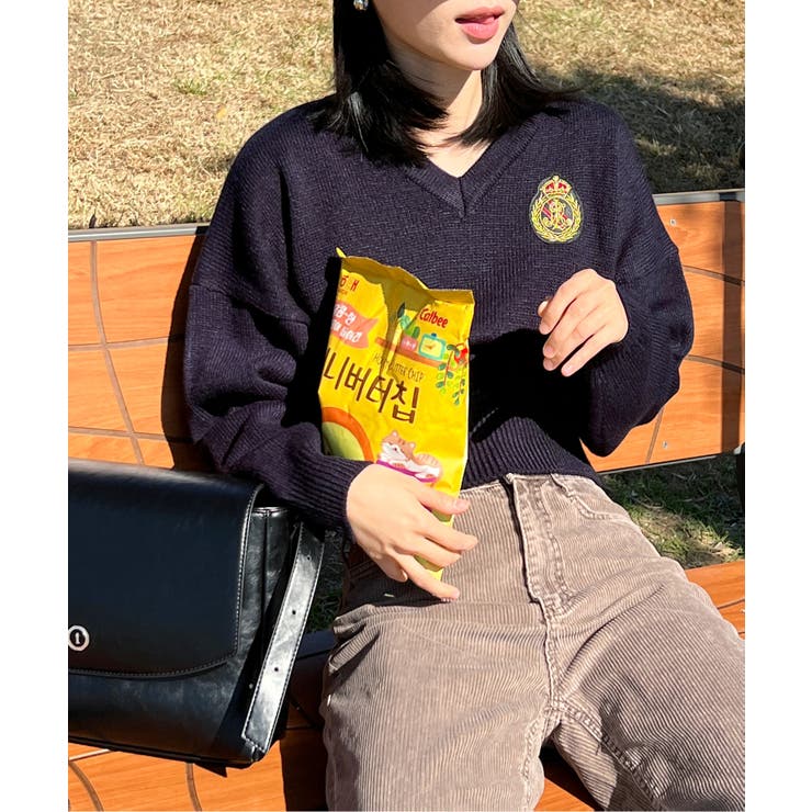 ワッペン刺繍Vネックニット | by muni:r | 詳細画像44 