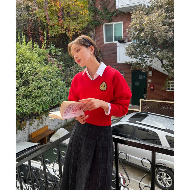 ワッペン刺繍Vネックニット | by muni:r | 詳細画像46 