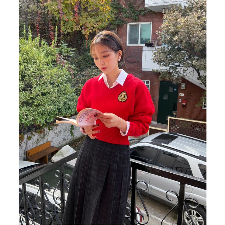 ワッペン刺繍Vネックニット | by muni:r | 詳細画像47 