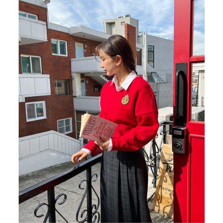 ワッペン刺繍Vネックニット | by muni:r | 詳細画像50 